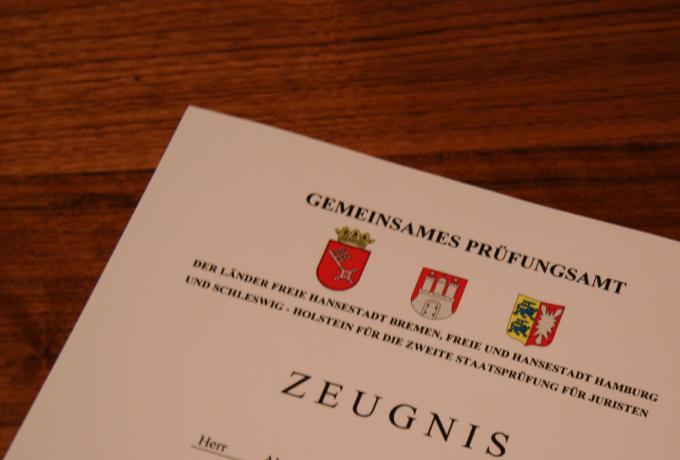 Zeugnis zweites Staatsexamen